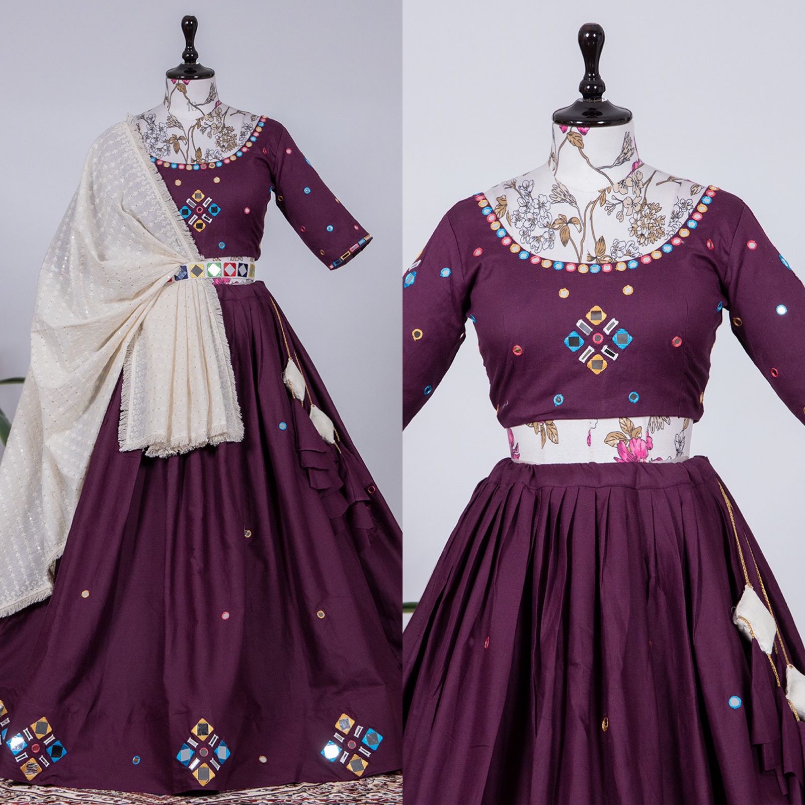 Designer Purple color lehenga choli with Mirror Handwork  wedding party wear lehenga choli with dupatta