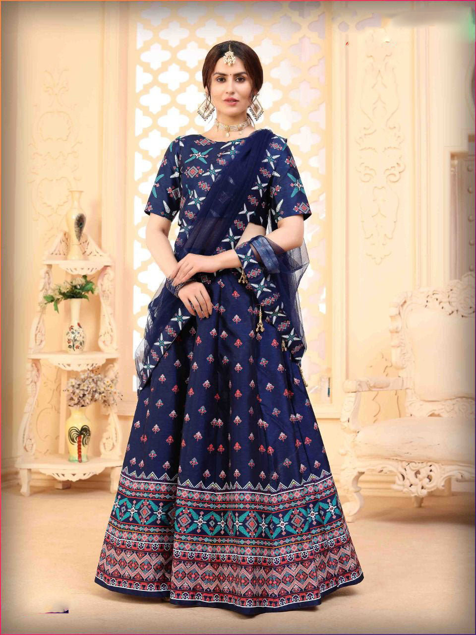 Designer Blue color lehenga choli with  Digital Printed  wedding party wear lehenga choli with dupatta