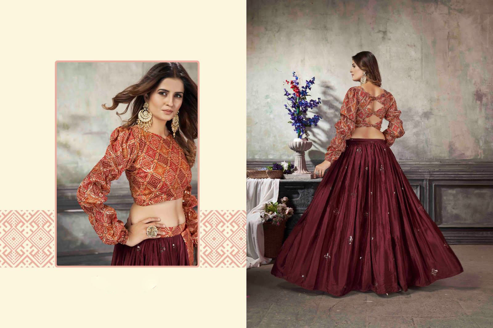 Designer Marron and Orange    color lehenga choli with  Thread with Sequience Embroidered  Work   wedding party wear lehenga choli with dupatta