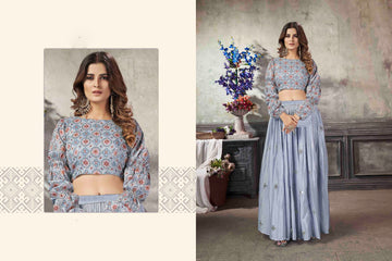 Designer Grey   color lehenga choli with  Thread with Sequience Embroidered  Work   wedding party wear lehenga choli with dupatta