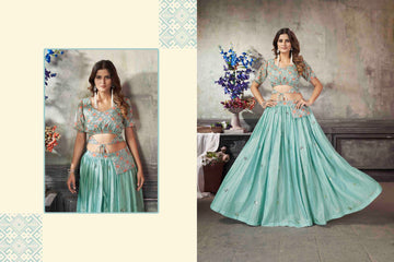 Designer Sky Blue color lehenga choli with  Thread with Sequence Work   wedding party wear lehenga choli with dupatta