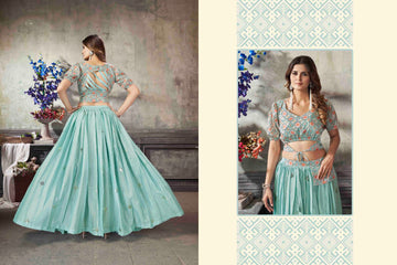 Designer Sky Blue color lehenga choli with  Thread with Sequence Work   wedding party wear lehenga choli with dupatta