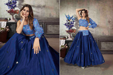 Designer Royal Blue color lehenga choli with  Thread with Sequence Embroidered  Work   wedding party wear lehenga choli with dupatta