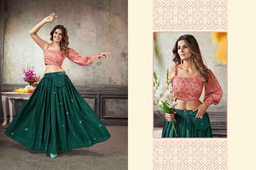 Designer Pink and Green  color lehenga choli with  Thread with Sequience Embroidered  Work   wedding party wear lehenga choli with dupatta