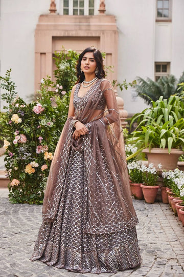 Designer Coffee color lehenga choli with  Original Mirror Hand   Work   wedding party wear lehenga choli with dupatta