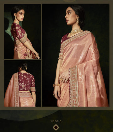 Peach  Soft Silk   saree for women wedding  wear party wear designer sarees