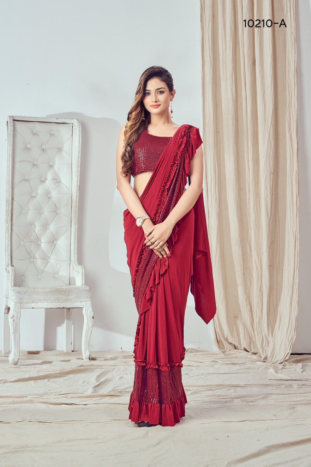 REd Imported Fabric  saree for women wedding  wear party wear designer sarees
