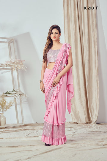 Light Pink Imported Fabric  saree for women wedding  wear party wear designer sarees