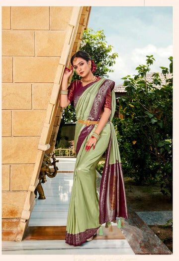 Green Softy Silk  saree for women wedding  wear party wear designer sarees