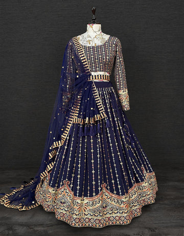 Designer Blue  color lehenga choli with Zari Sequins Embroidery Work  wedding party wear lehenga choli with dupatta