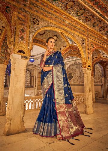 Blue Tusser silk  saree for women wedding  wear party wear designer sarees