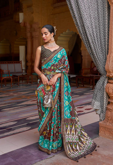 Coffe Patola  silk  saree for women wedding  wear party wear designer sarees