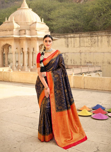 Coffee Banarasi silk  saree for women wedding  wear party wear designer sarees