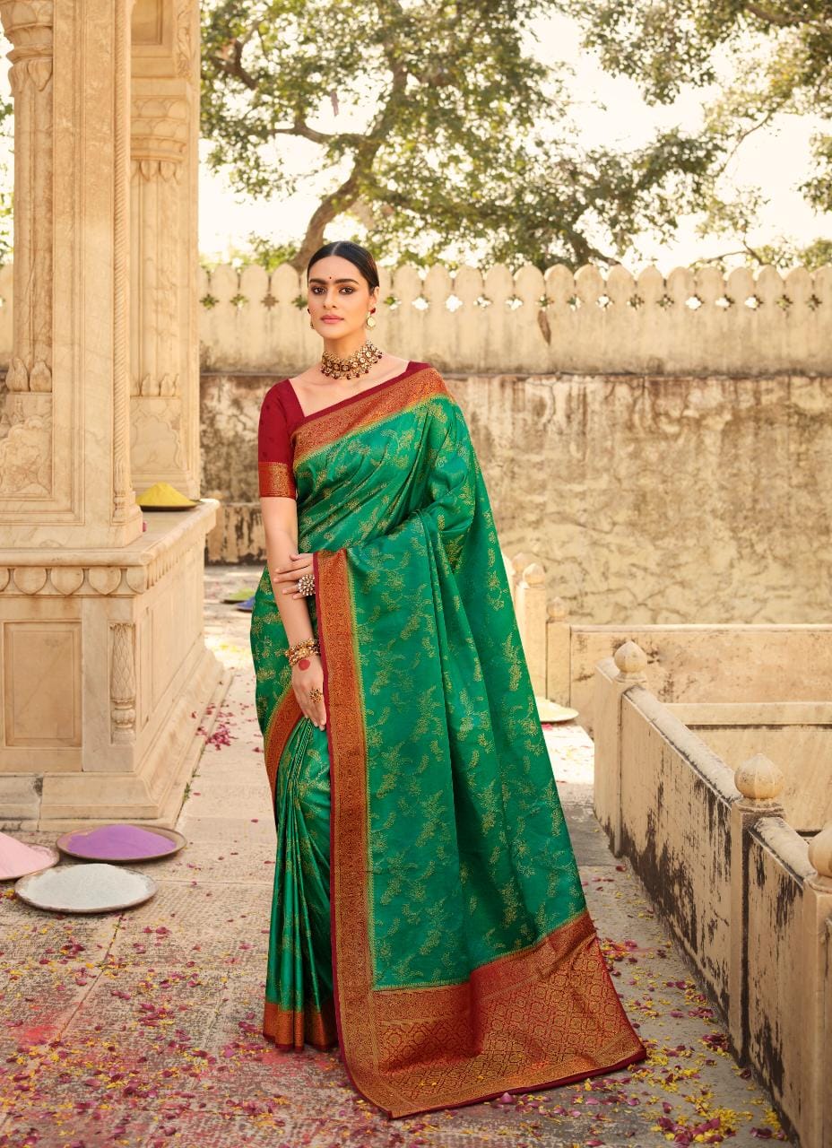 Green  Banarasi silk  saree for women wedding  wear party wear designer sarees