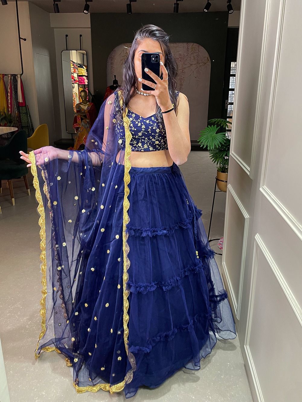 Designer Blue color lehenga choli with  Sequins Embroidery Work  wedding party wear lehenga choli with dupatta