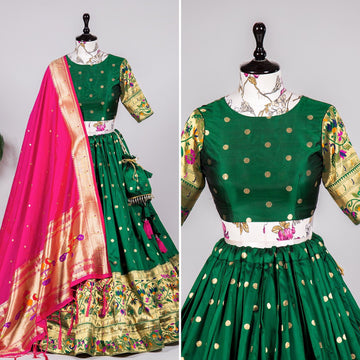 Green color lehenga choli with  Heavy Thread Sequence Embroidery Work  wedding party wear lehenga choli with dupatta