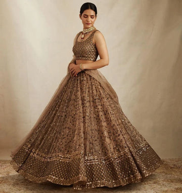 Cofee  Color lehenga choli with  Printed With Foil  wedding party wear lehenga choli with dupatta