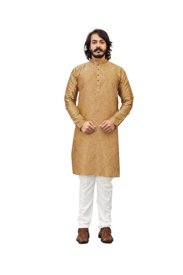 Yellow  Silk Mens Kurta Pajama Indian Wedding Party Wear Embroidery Kurtas