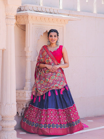 Designer  Blue and Pink to magenta  color lehenga choli with Printed with foil work   wedding party wear lehenga choli with dupatta