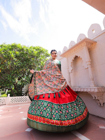 Designer Green and Orange  to magenta  color lehenga choli with Printed with foil work   wedding party wear lehenga choli with dupatta