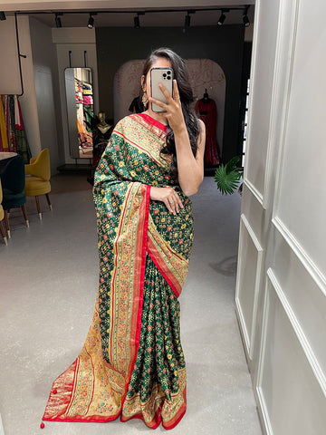 Green  Dola Silk  saree for women wedding  wear party wear designer sarees