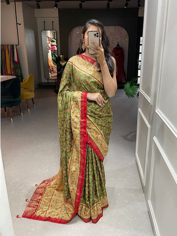 Mehendi Dola Silk  saree for women wedding  wear party wear designer sarees