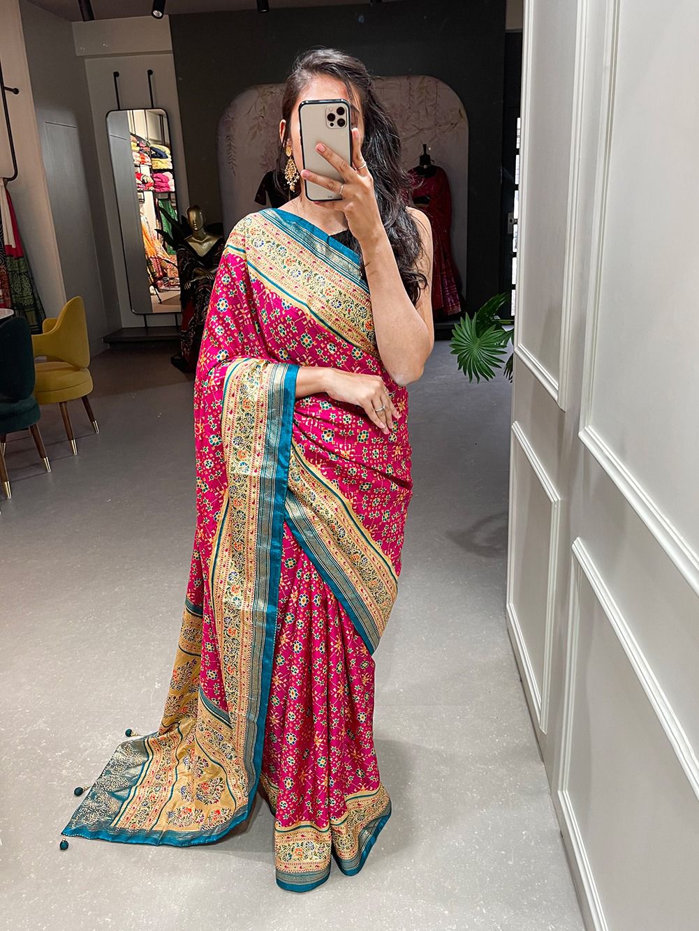 Pink  Dola Silk  saree for women wedding  wear party wear designer sarees