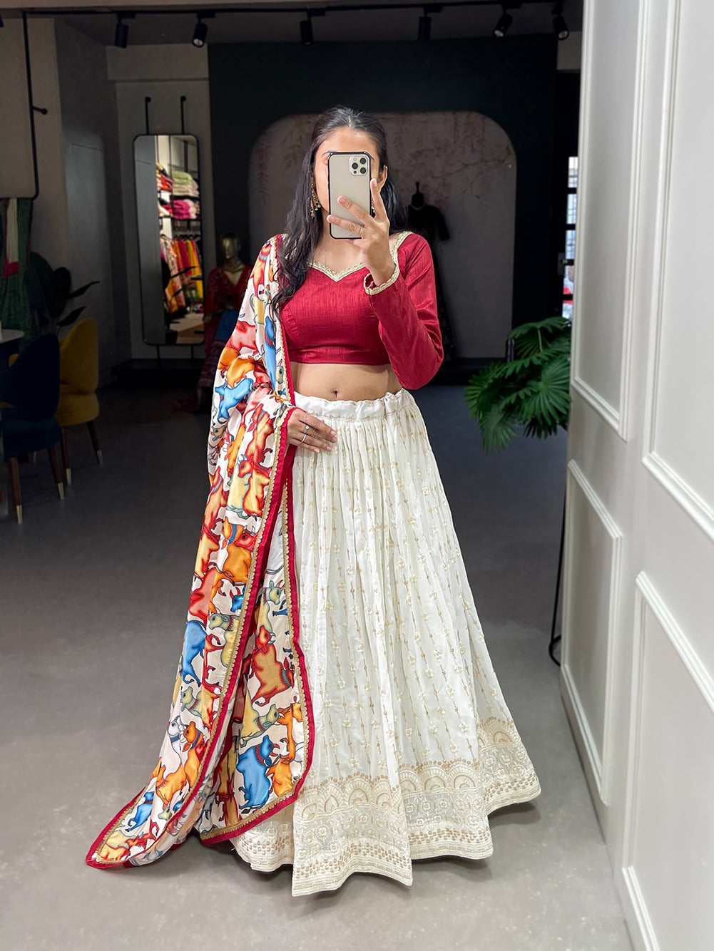 Designer Red and White   to magenta  color lehenga choli with Sequins and Thread Embroidery Work   wedding party wear lehenga choli with dupatta