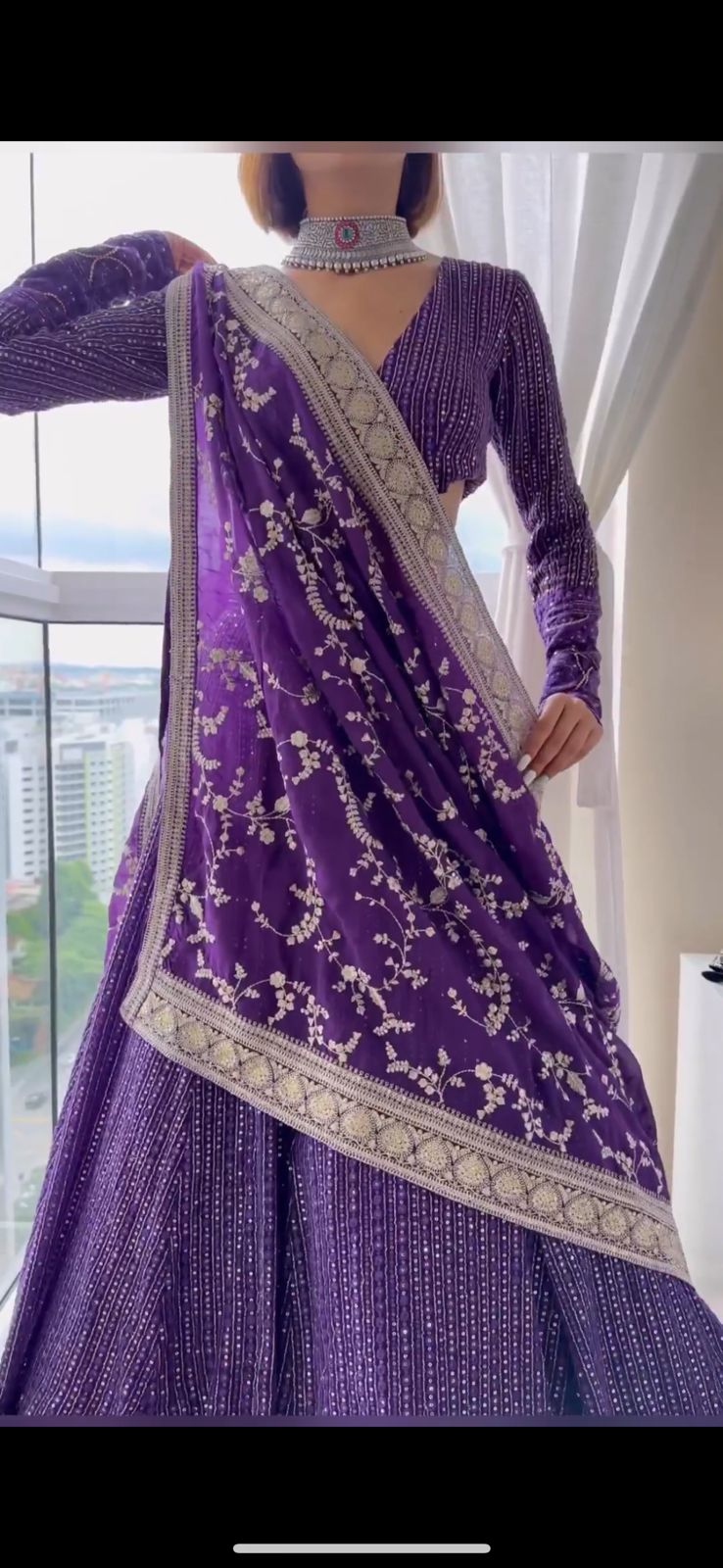 Designer  Purple   color lehenga choli with Threads  with Sequnce Work   wedding party wear lehenga choli with dupatta