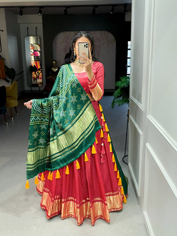 Designer  Red  color lehenga choli with Dyeing With Lagdi patta    wedding party wear lehenga choli with dupatta