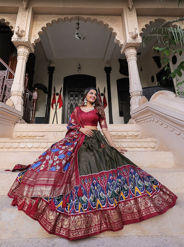 Designer  Mehendi    color lehenga choli with  Printed with foil work    wedding party wear lehenga choli with dupatta