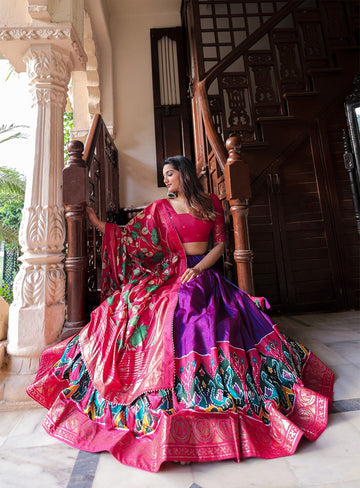 Designer  Pink and Purple    color lehenga choli with  Printed with foil work    wedding party wear lehenga choli with dupatta