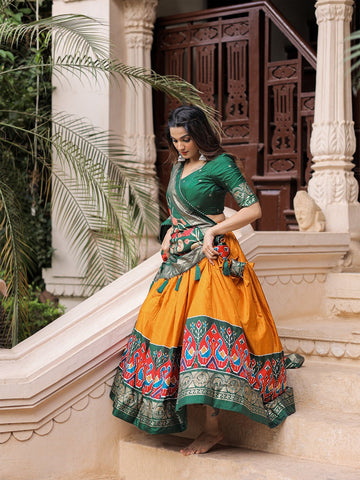 Designer  Yellow and Green color lehenga choli with  Printed with foil work wedding party wear lehenga choli with dupatta