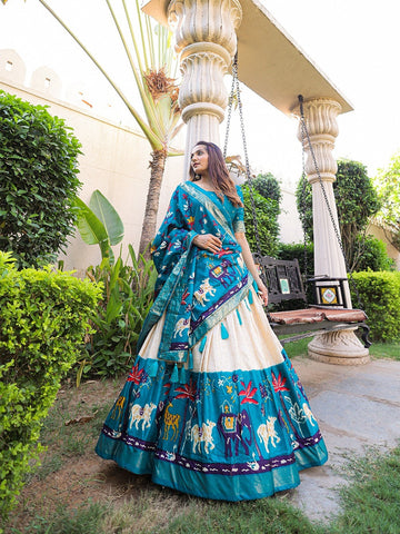 Sky Blue Printed with foil work   lehenga choli with Dola  silk  dupatta