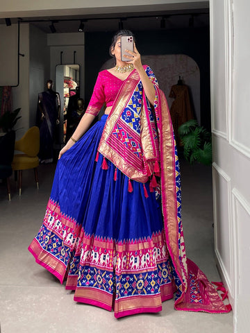 Blue foil work  lehenga choli with Tussar Silk dupatta