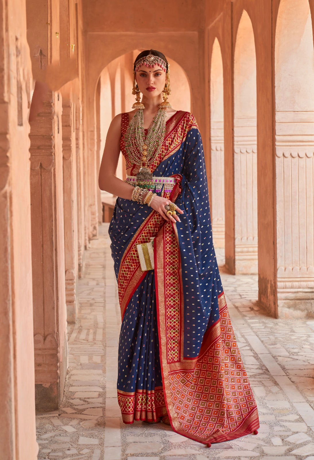 Blue  Mercerized Sigma Silk  saree for women