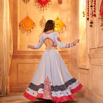 Sky Thread,  Embroidered with all over mirror  Work  lehenga choli with   Viscose Rayon   dupatta