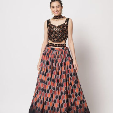 Designer Black  to magenta  color lehenga choli with Print with Sequince Embroidered Work wedding party wear lehenga choli with dupatta