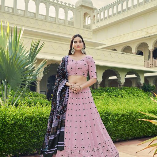 Pink Color lehenga choli with Thread Siquence  Embroided   Work  wedding party wear lehenga choli with dupatta