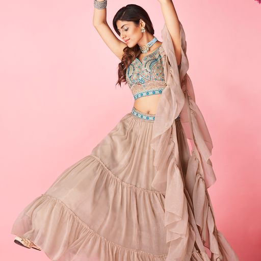 Designer  Coffee color lehenga choli with   Thread and Hand  Work    wedding party wear lehenga choli with dupatta