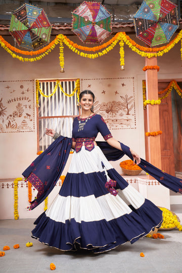 Multicolor   Thread,  Embroidered with  all over mirror  Work  lehenga choli with Viscose Rayon dupatta