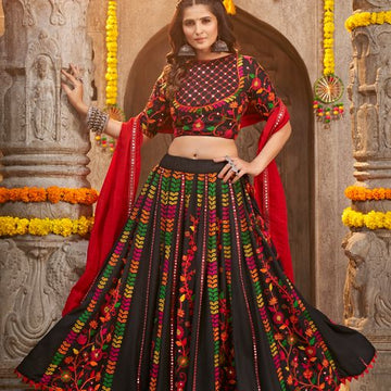 Black Thread Embroided with all over work lehenga choli with Georgette dupatta