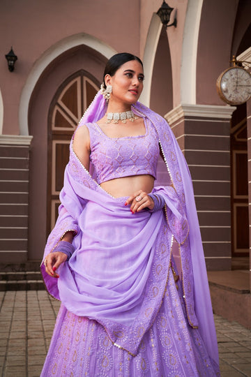 lavender Lucknowi  Sequence work lehenga choli for women or girls designer wedding wear lengha choli