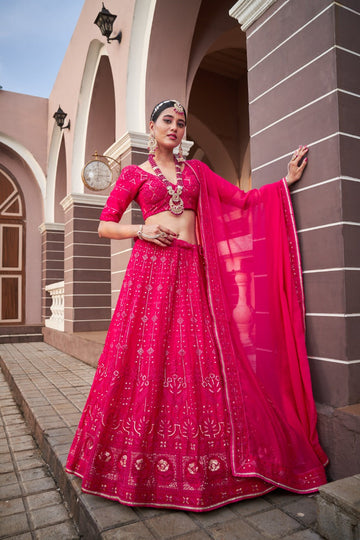 Pink Lucknowi with sequence work lehenga choli for women