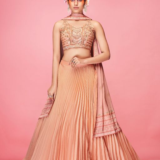 Designer Orange color lehenga choli with Crush ,  Thread and Hand  Work    wedding party wear lehenga choli with dupatta