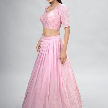 Designer  Light Pink color lehenga choli with Sequence and Thread  Work  wedding party wear lehenga choli with dupatta