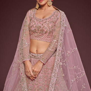 Designer Pink color lehenga choli with Sequins and Thread Embroidery Work  wedding party wear lehenga choli with dupatta