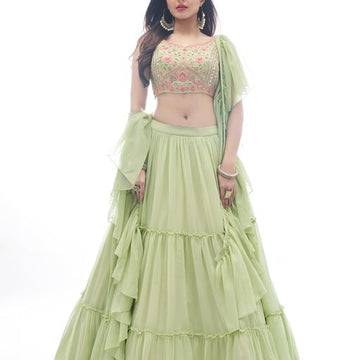 Designer perrot  color lehenga choli with   Thread and Mirror  Work    wedding party wear lehenga choli with dupatta