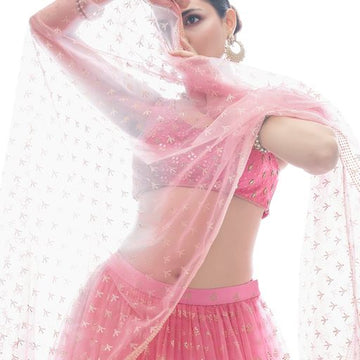 Designer   Pink color lehenga choli with   Thread and Hand  Work    wedding party wear lehenga choli with dupatta